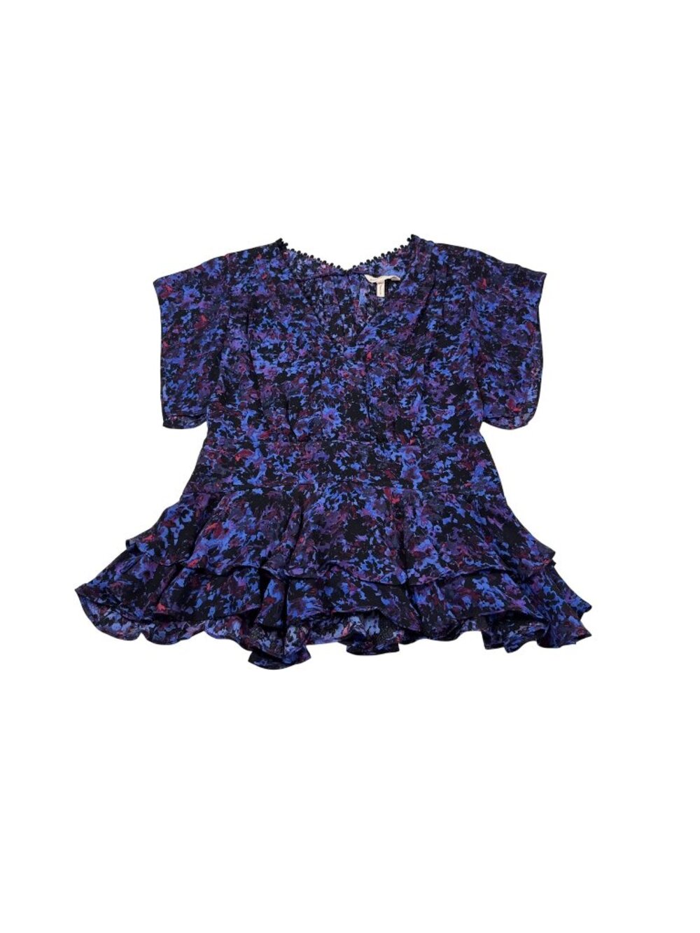 Rebecca Taylor Womens Floral Ruffle top blouse Size 4 Multicolor (P1090)